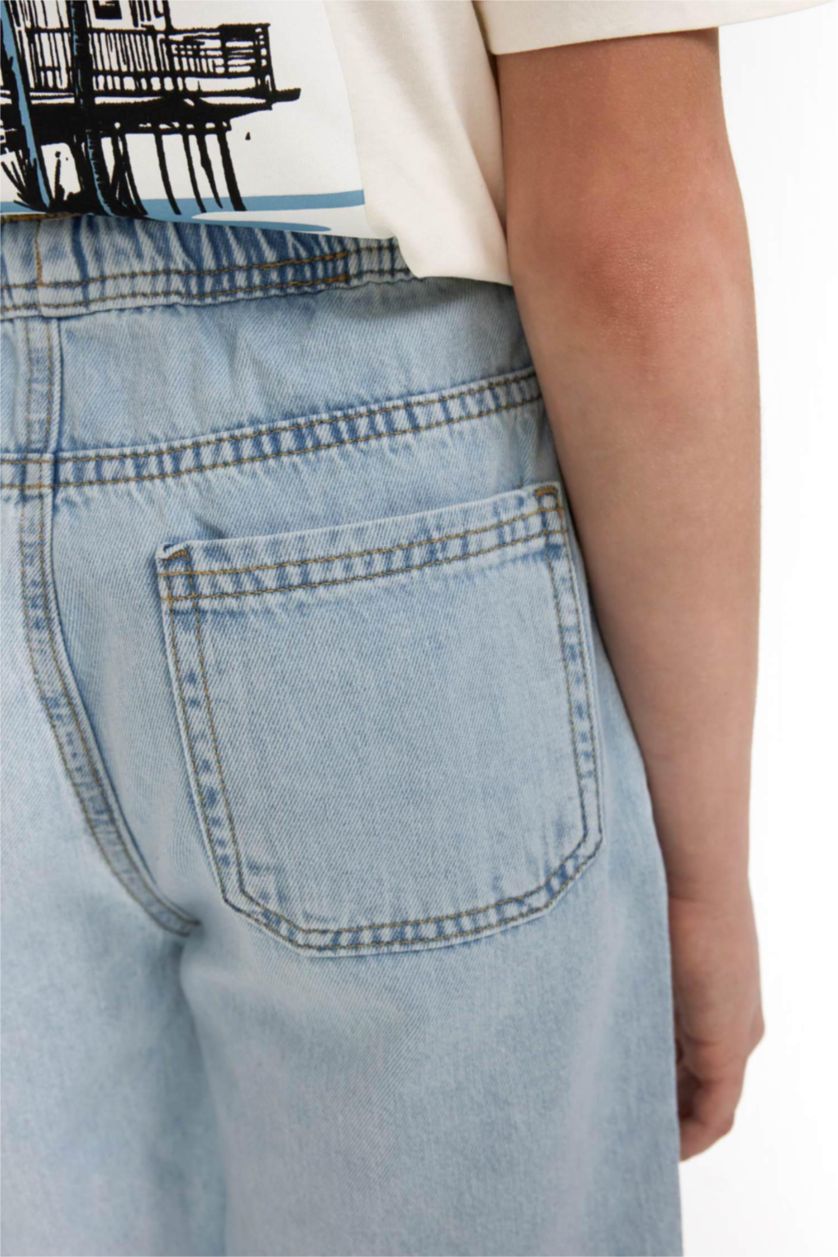 Erkek Çocuk - Genç Erkek Buz Mavi Jean Şort Erkek Çocuk