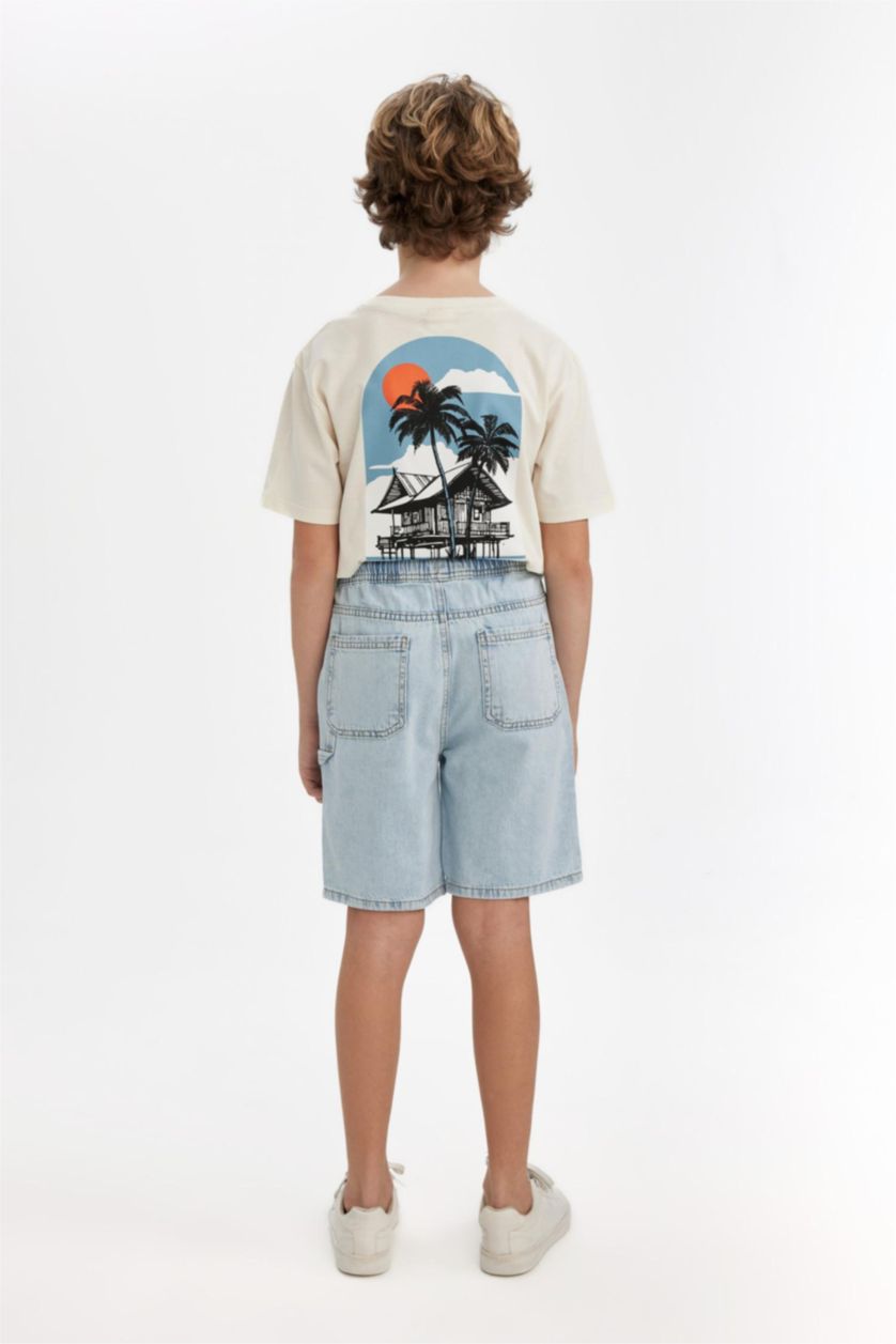 Erkek Çocuk - Genç Erkek Buz Mavi Jean Şort Erkek Çocuk