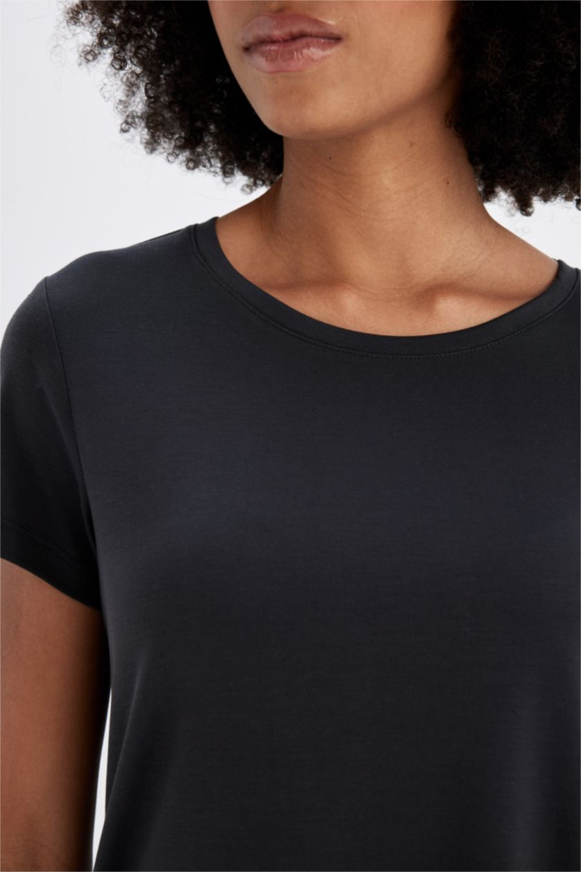 WOMAN Anthracite DeFactoFit Standard Fit Modal T-Shirt