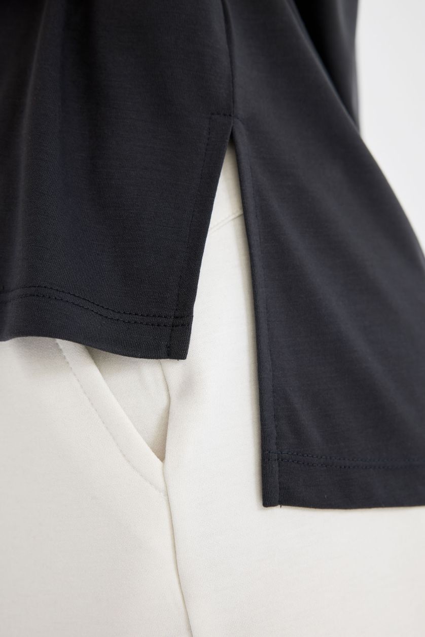 WOMAN Anthracite DeFactoFit Standard Fit Modal T-Shirt