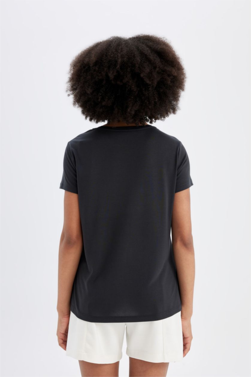 WOMAN Anthracite DeFactoFit Standard Fit Modal T-Shirt