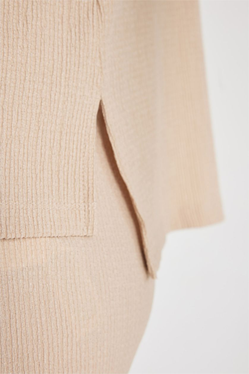 WOMAN Beige Crew Neck Short Sleeve T-Shirt