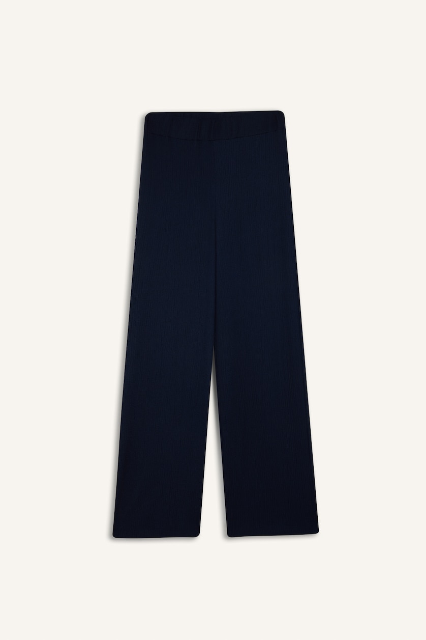 Kadın Lacivert Wıde Leg Bürümcük Pantolon