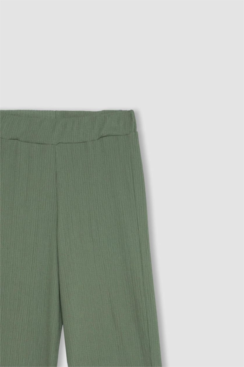 Әйелдерге Жеңіл хаки Брюки Wide Leg креп