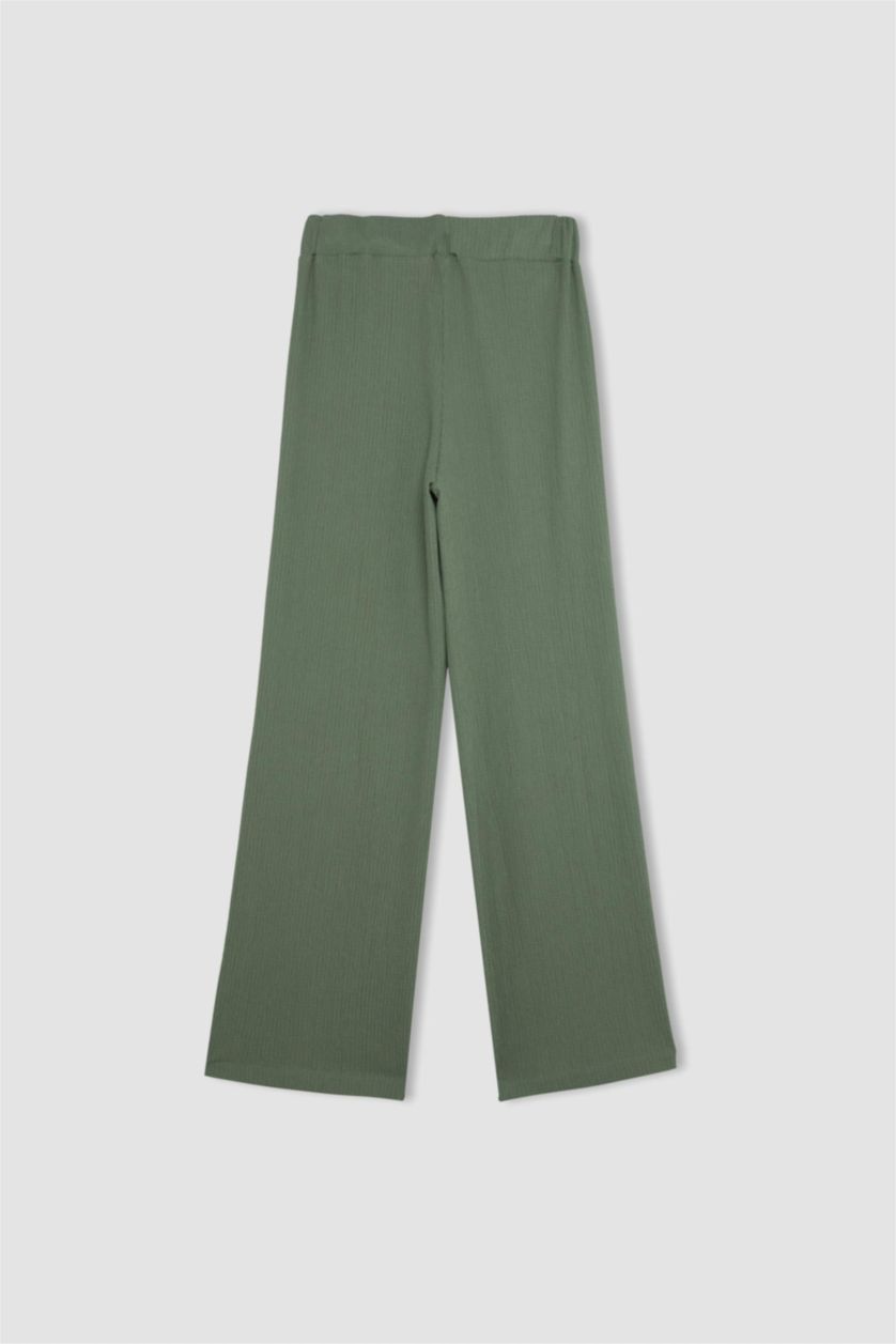 Әйелдерге Жеңіл хаки Брюки Wide Leg креп