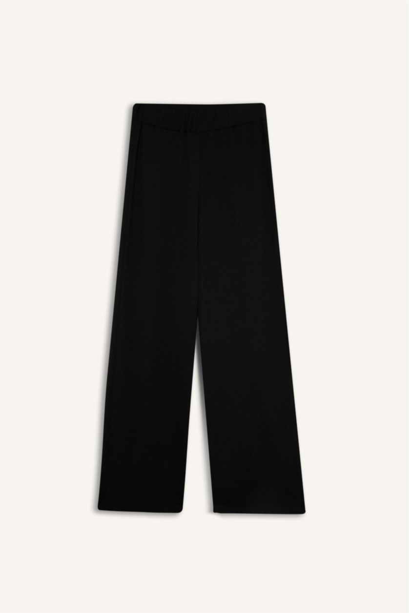 حريمي أسود بنطلون منسوج قصة مستقيمة برجل عادية