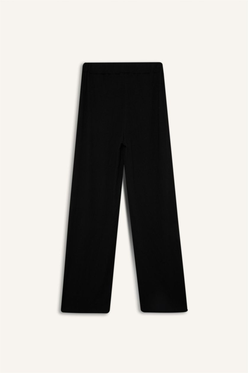 حريمي أسود بنطلون منسوج قصة مستقيمة برجل عادية