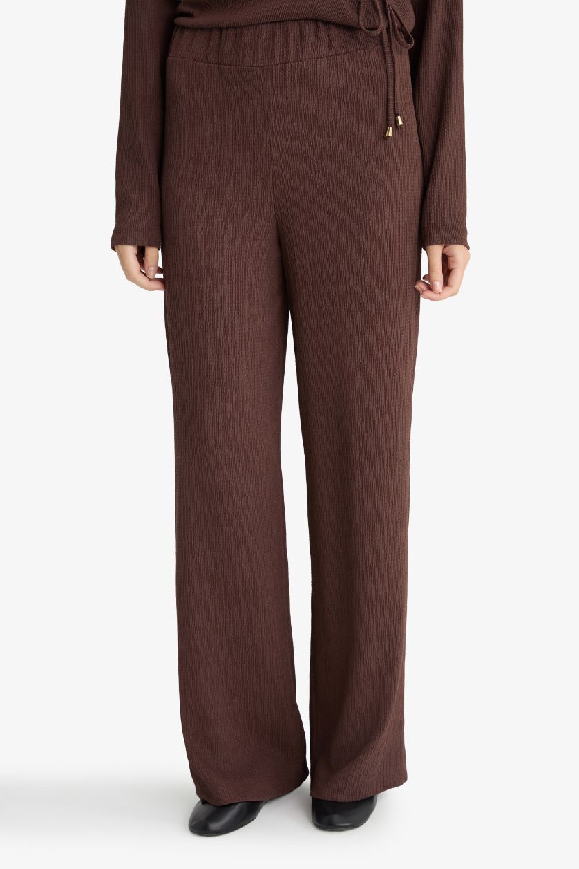 حريمي بني بنطلون منسوج قصة مستقيمة برجل عادية