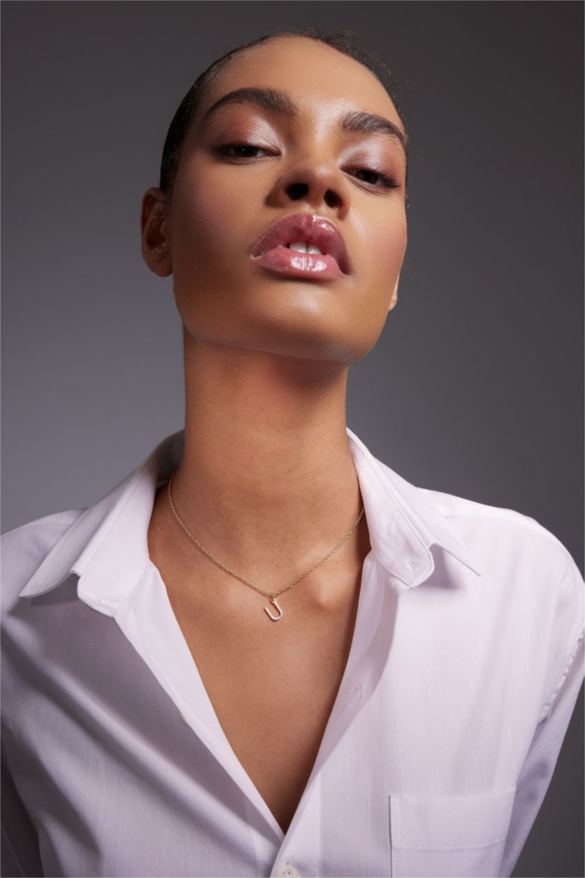 Kadın Altın Kadın U Harfli Gold Kolye