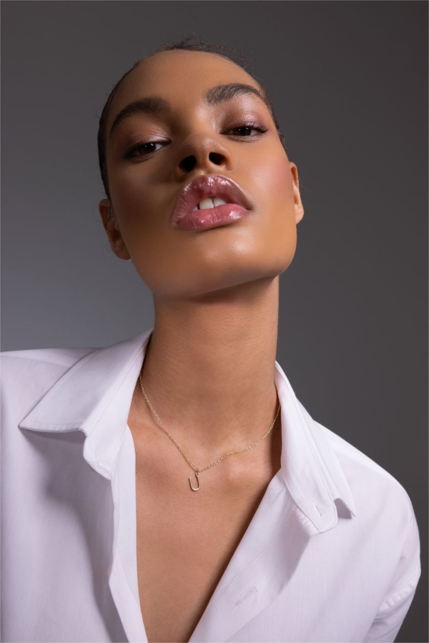 Kadın Altın Kadın U Harfli Gold Kolye