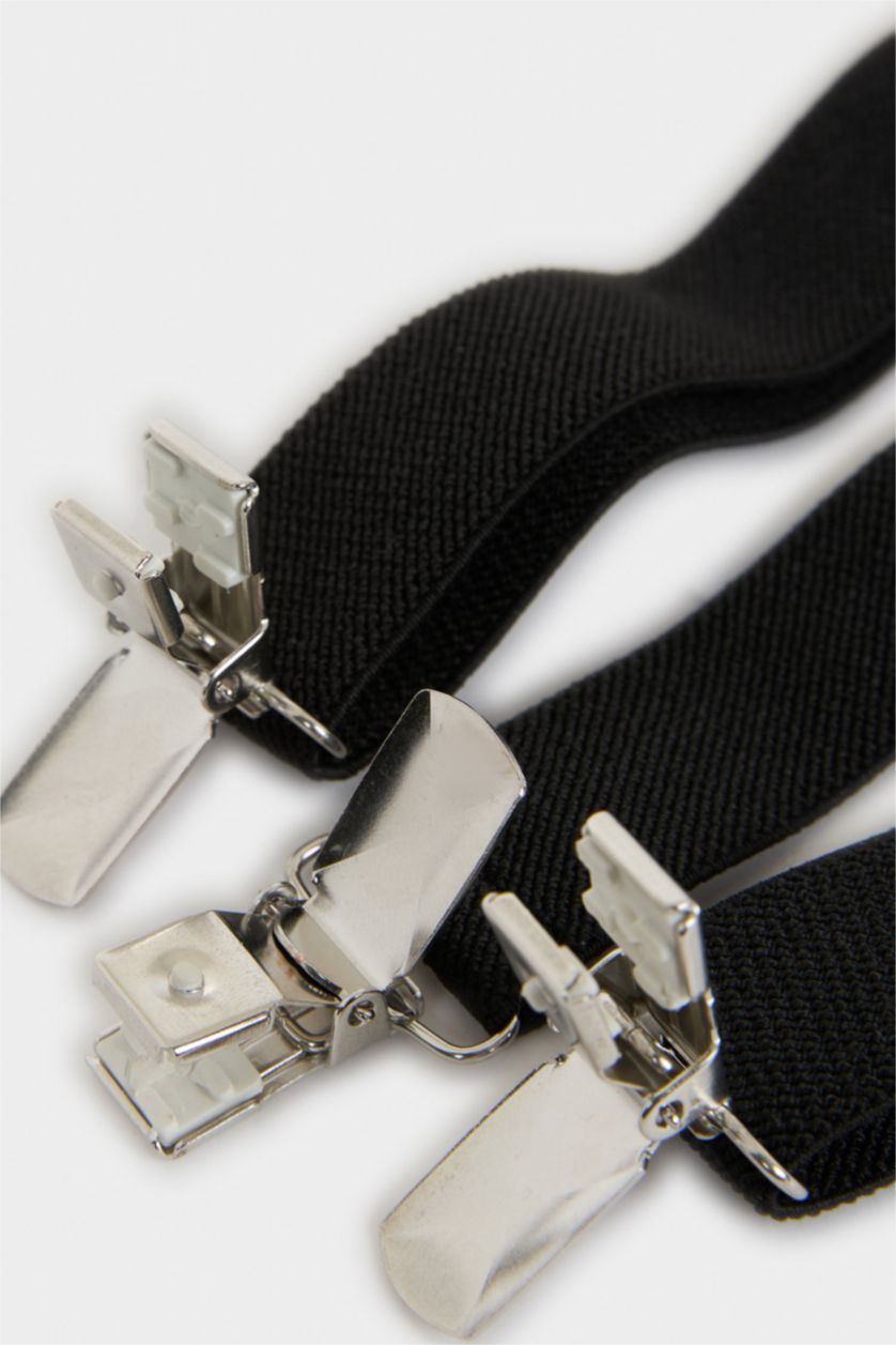 Erkek Çocuk - Genç Erkek Siyah Pamuklu Papyon Pantolon Askısı 2'li Erkek Çocuk