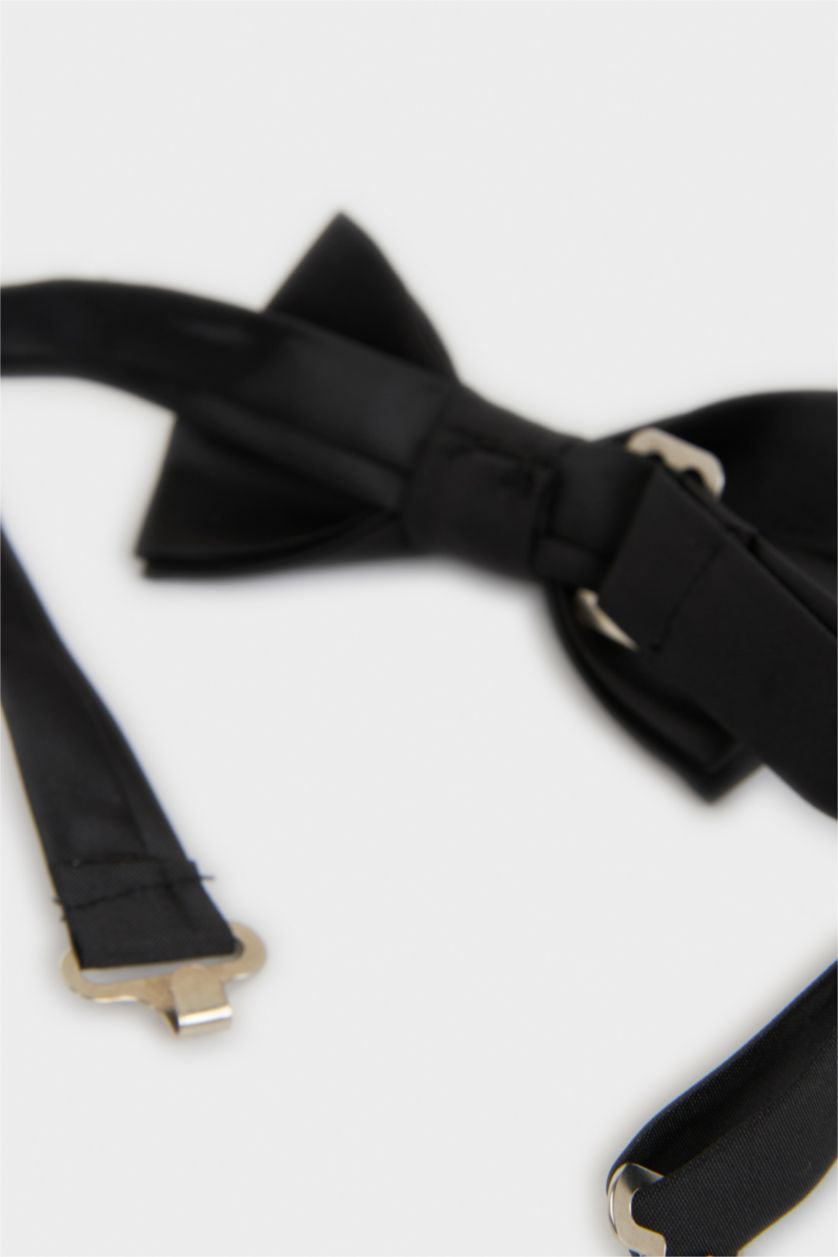 Erkek Çocuk - Genç Erkek Siyah Pamuklu Papyon Pantolon Askısı 2'li Erkek Çocuk