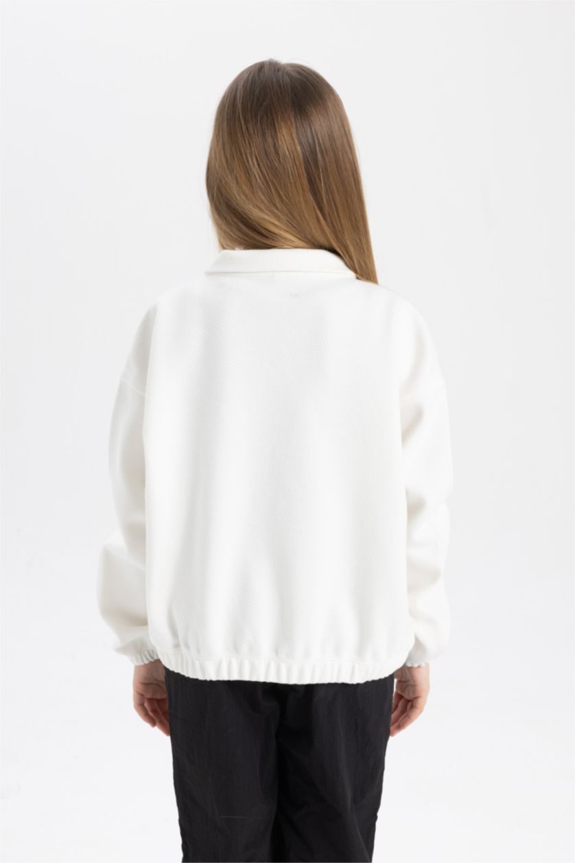 بناتي اوف وايت سويت شيرت بناتي اوفر سايز هاي كول