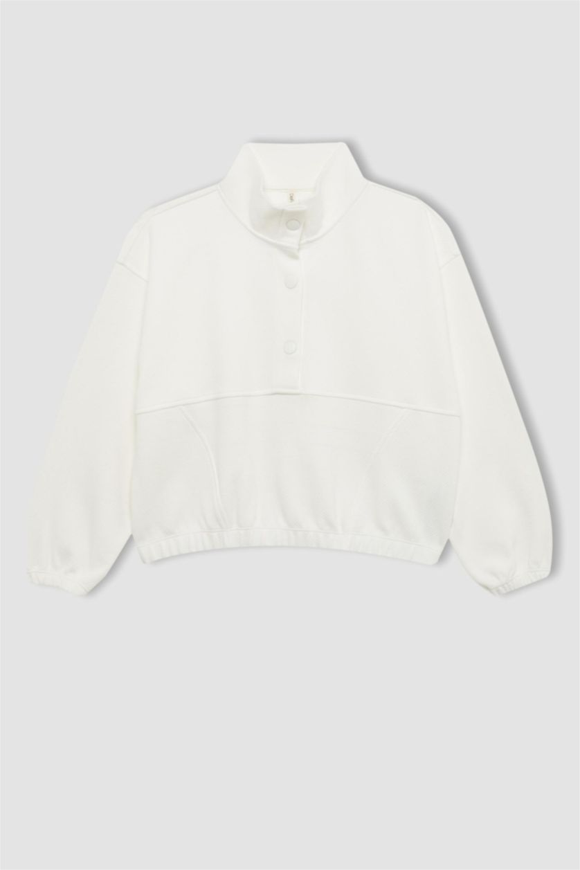 بناتي اوف وايت سويت شيرت بناتي اوفر سايز هاي كول