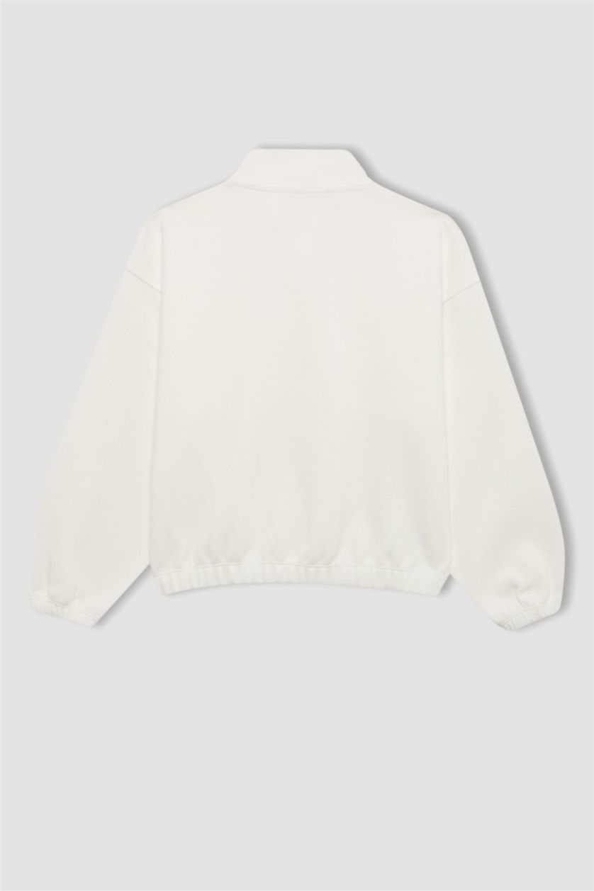 بناتي اوف وايت سويت شيرت بناتي اوفر سايز هاي كول