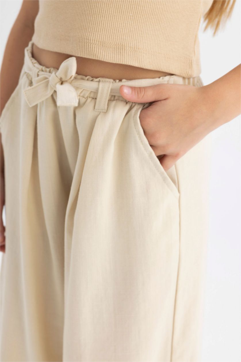 بناتي بيج فاتح بنطلون وايد ليج برجل واسع