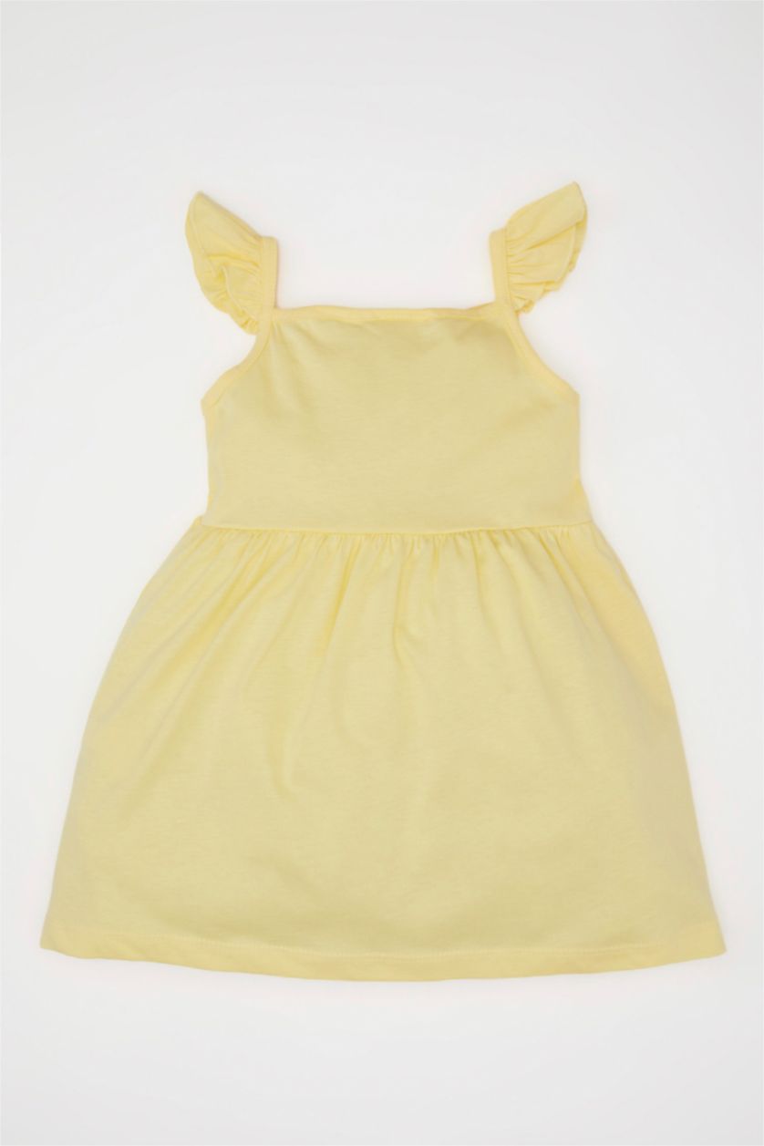 BÉBÉ FILLE Jaune Robe en Tricot Fleur Col Ras Du Cou Sans Manches