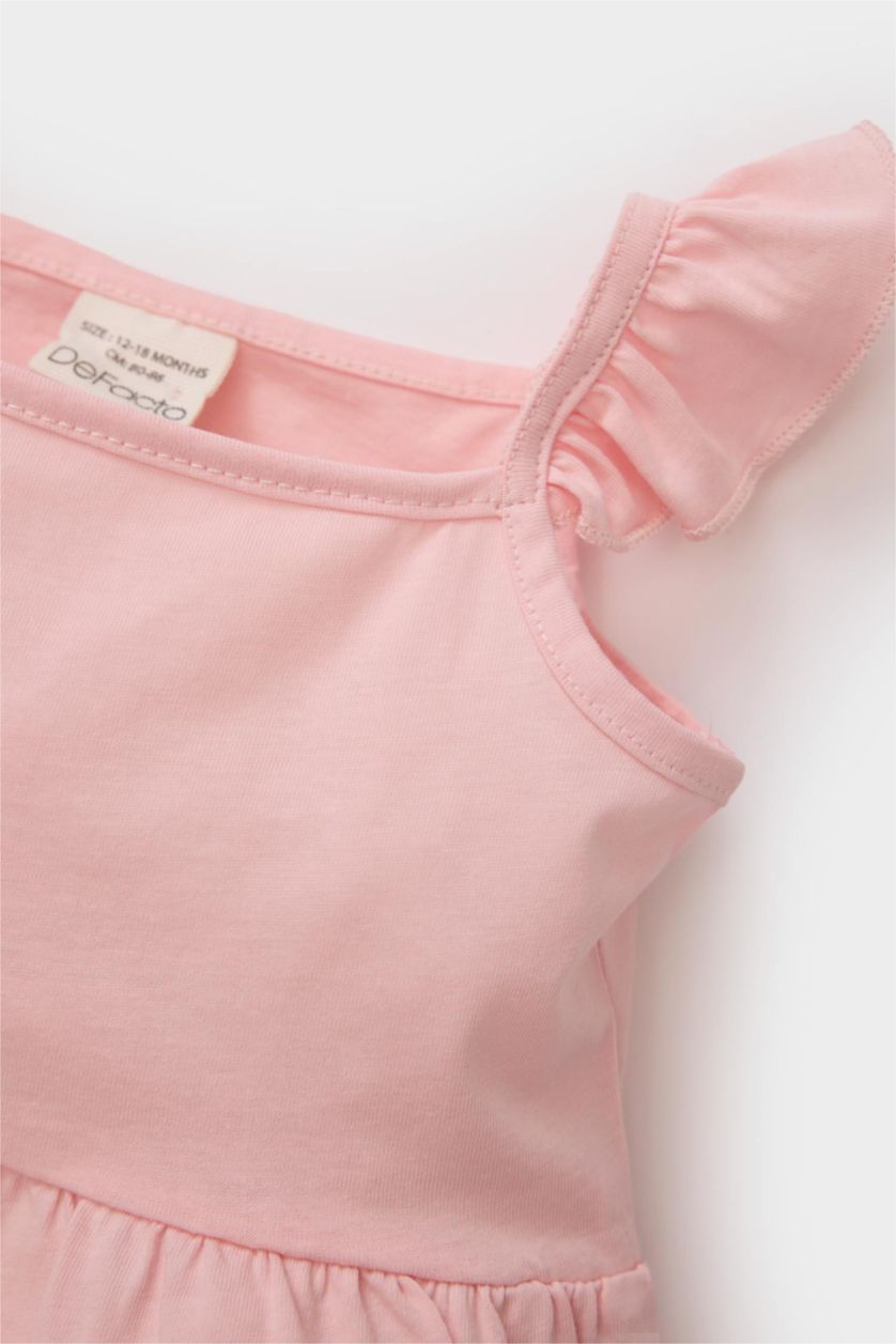 Kız Bebek Açık Pembe Çiçekli Askılı Elbise Kız Bebek