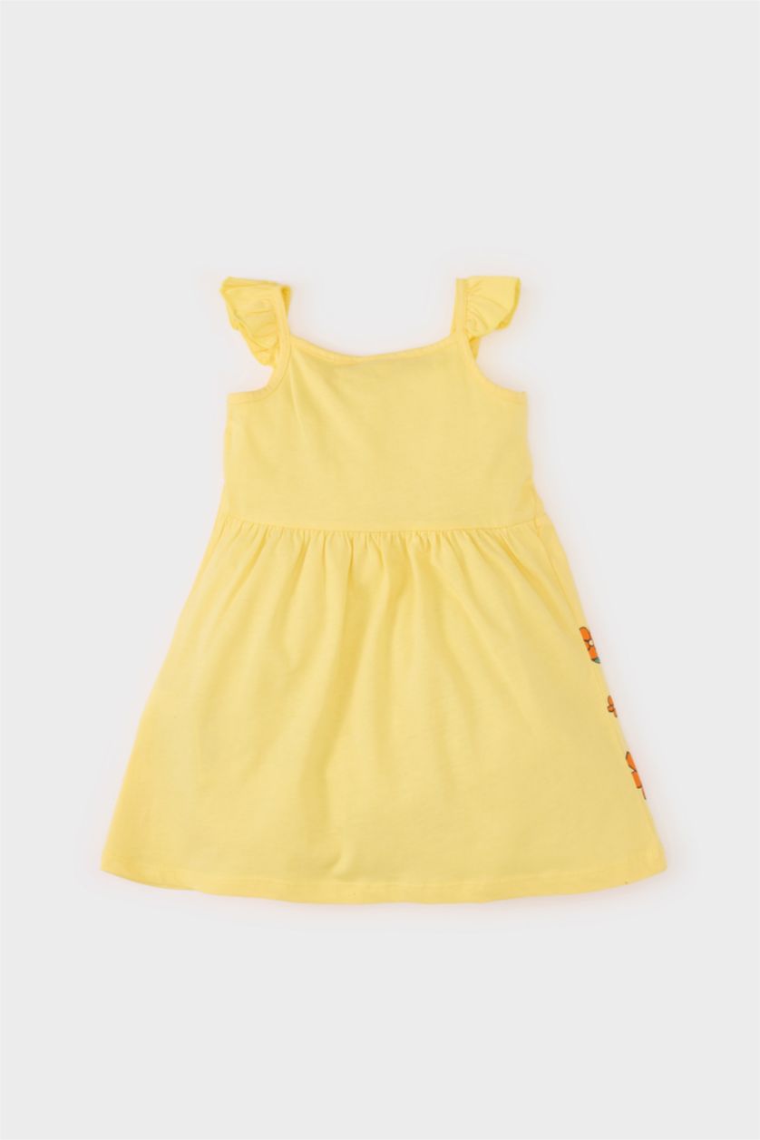 Kız Bebek Sarı Çiçekli Askılı Elbise Kız Bebek