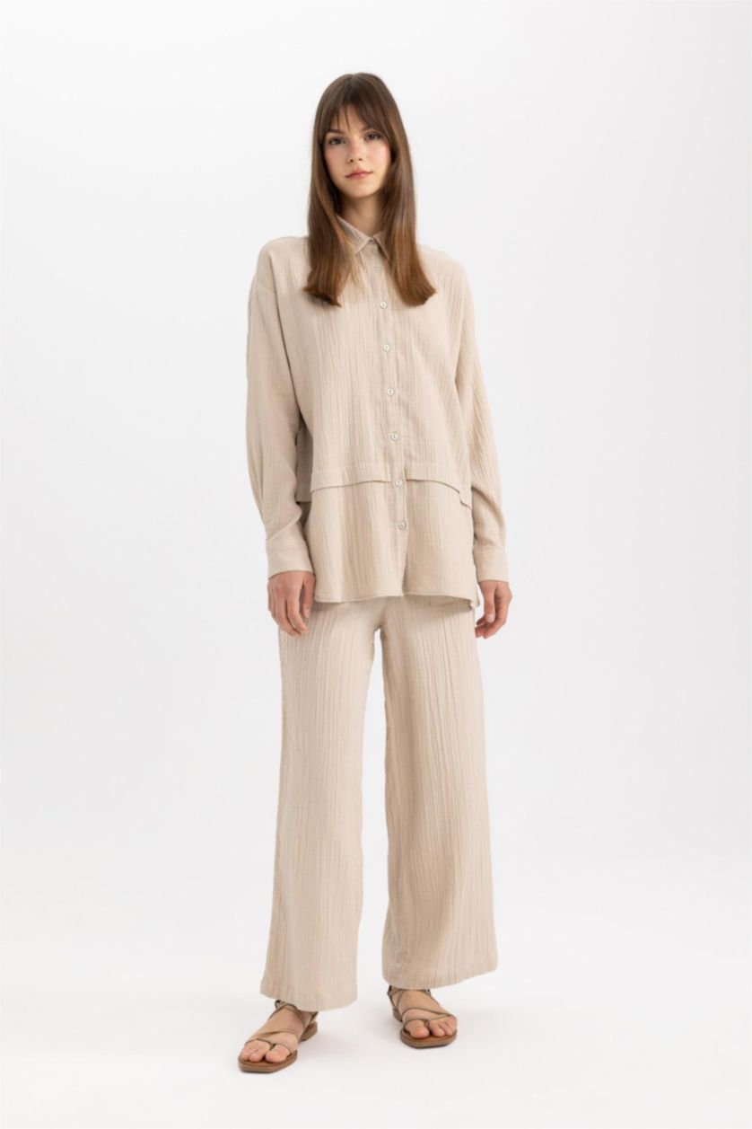 WOMAN Sand Relax Fit Muslin Long Sleeve Tunic