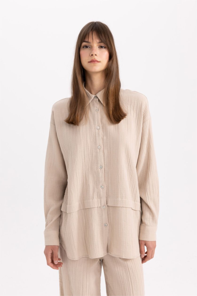 WOMAN Sand Relax Fit Muslin Long Sleeve Tunic