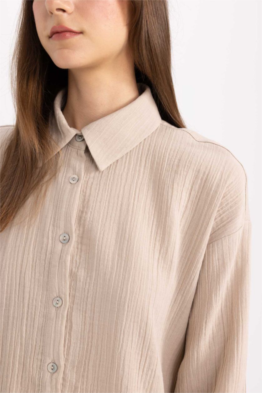 WOMAN Sand Relax Fit Muslin Long Sleeve Tunic