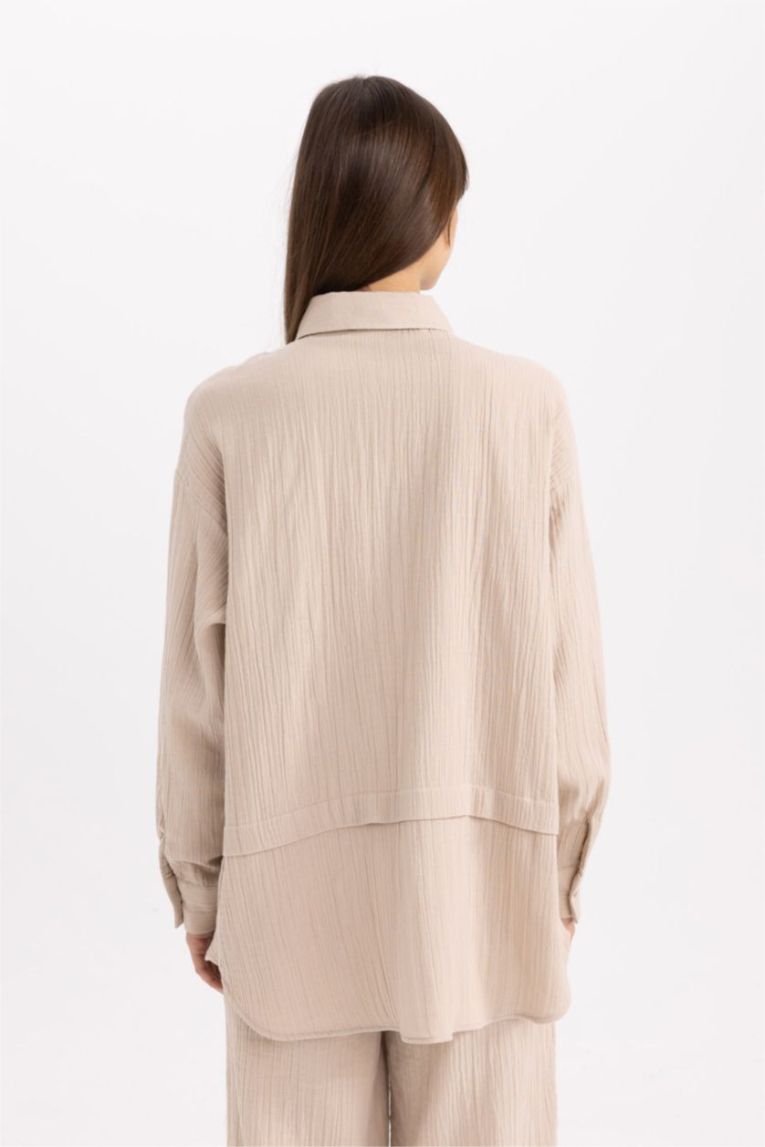 WOMAN Sand Relax Fit Muslin Long Sleeve Tunic