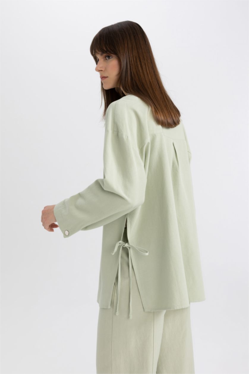 WOMAN Mint Relax Fit V-Neck Linen Blend Kimono