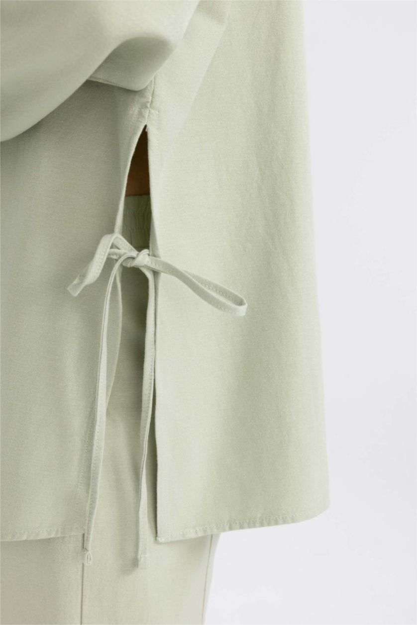 WOMAN Mint Relax Fit V-Neck Linen Blend Kimono