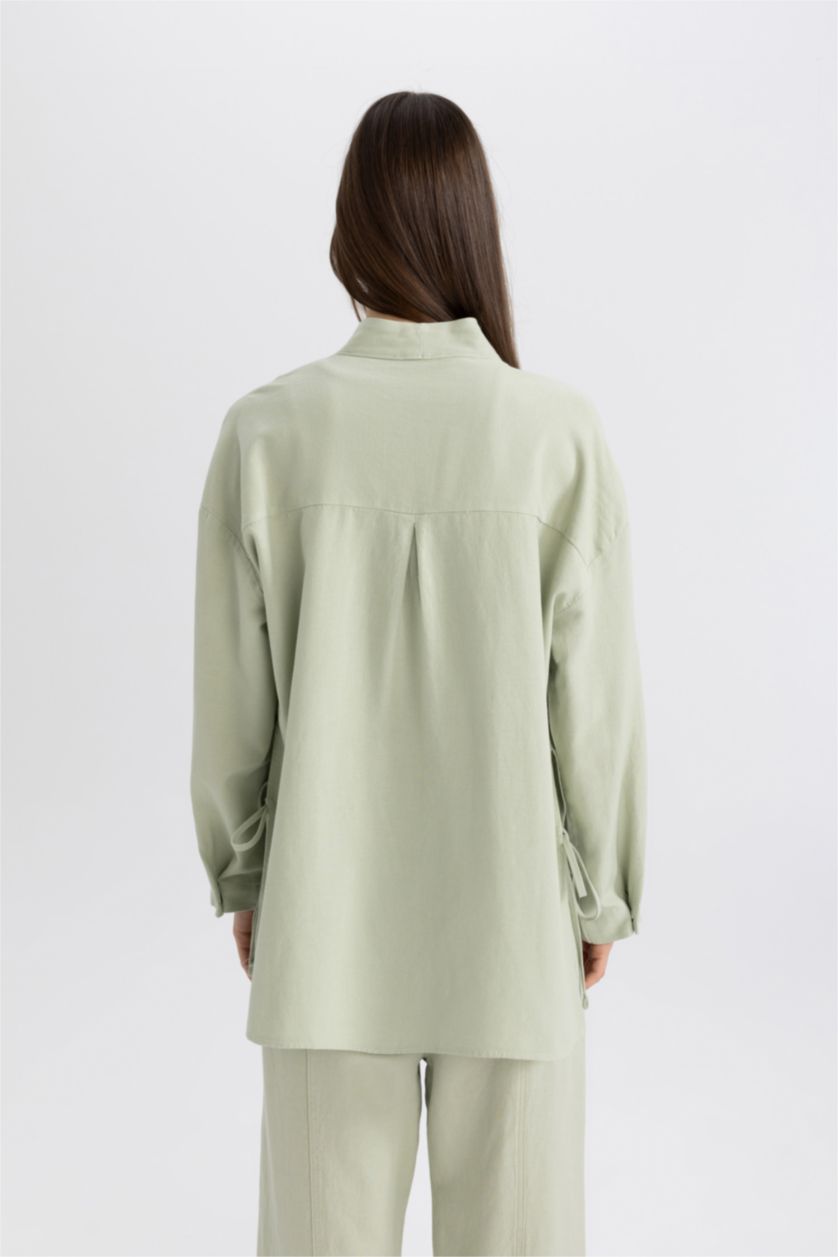 WOMAN Mint Relax Fit V-Neck Linen Blend Kimono