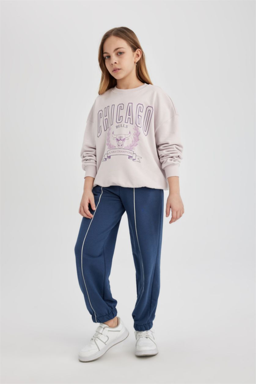 بناتي نيلي بنطلون سويت بانتس بناتي قصة فضفاضة