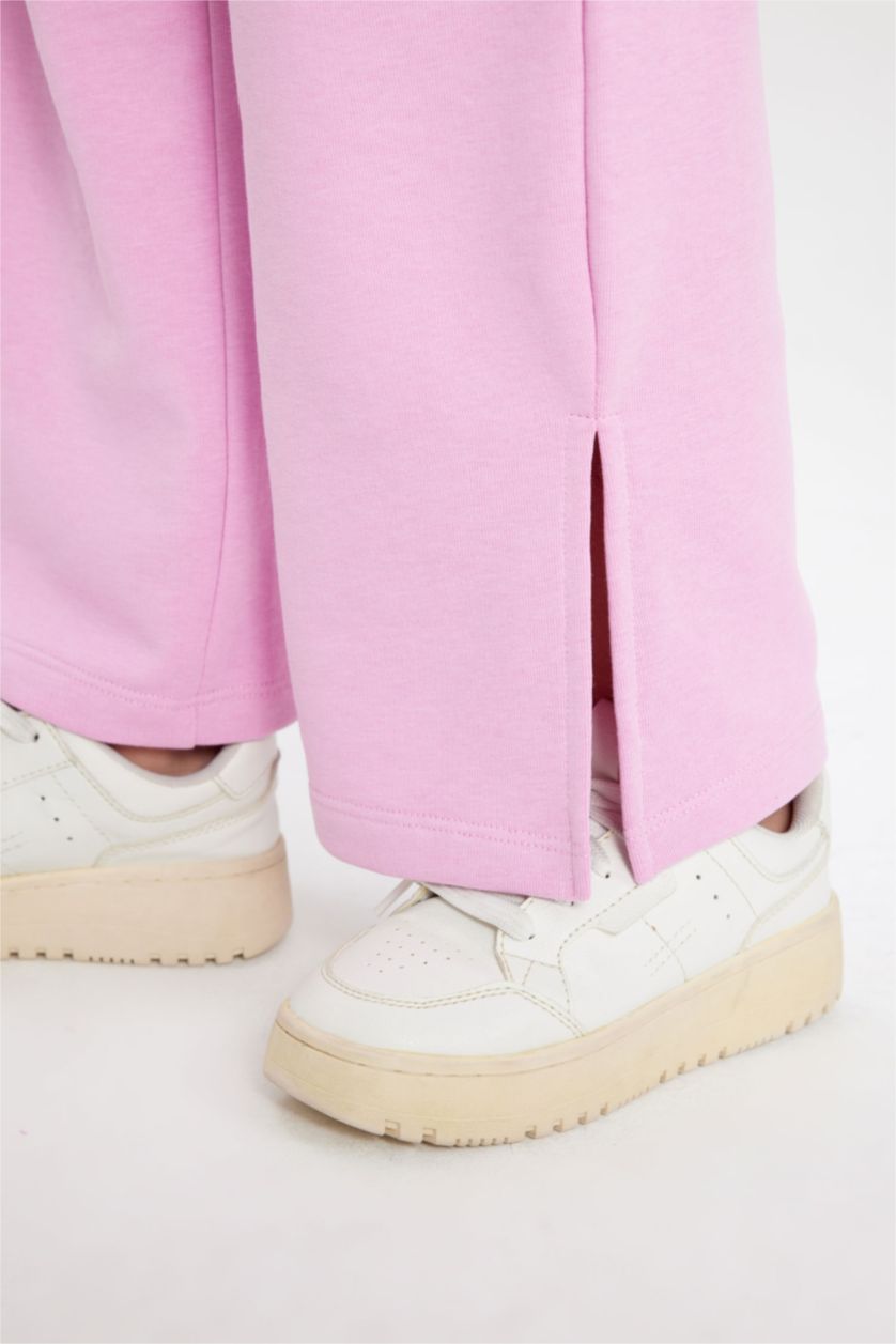 بنات زهري بنطلون بناتي وايد ليج برجل واسع وفتحة