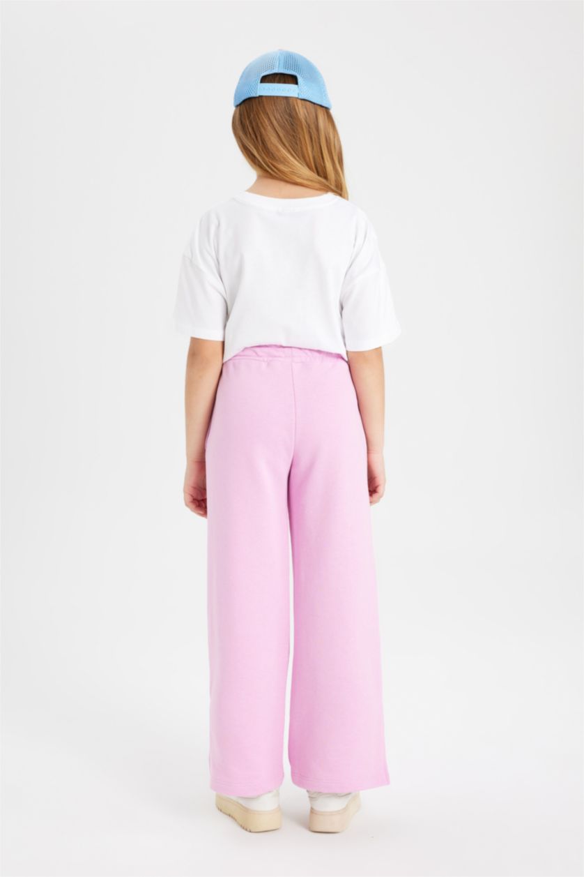 بنات زهري بنطلون بناتي وايد ليج برجل واسع وفتحة