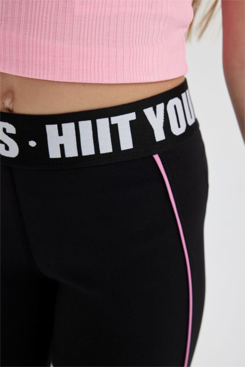 FILLES Noir Legging Long Imprimé pour Fille