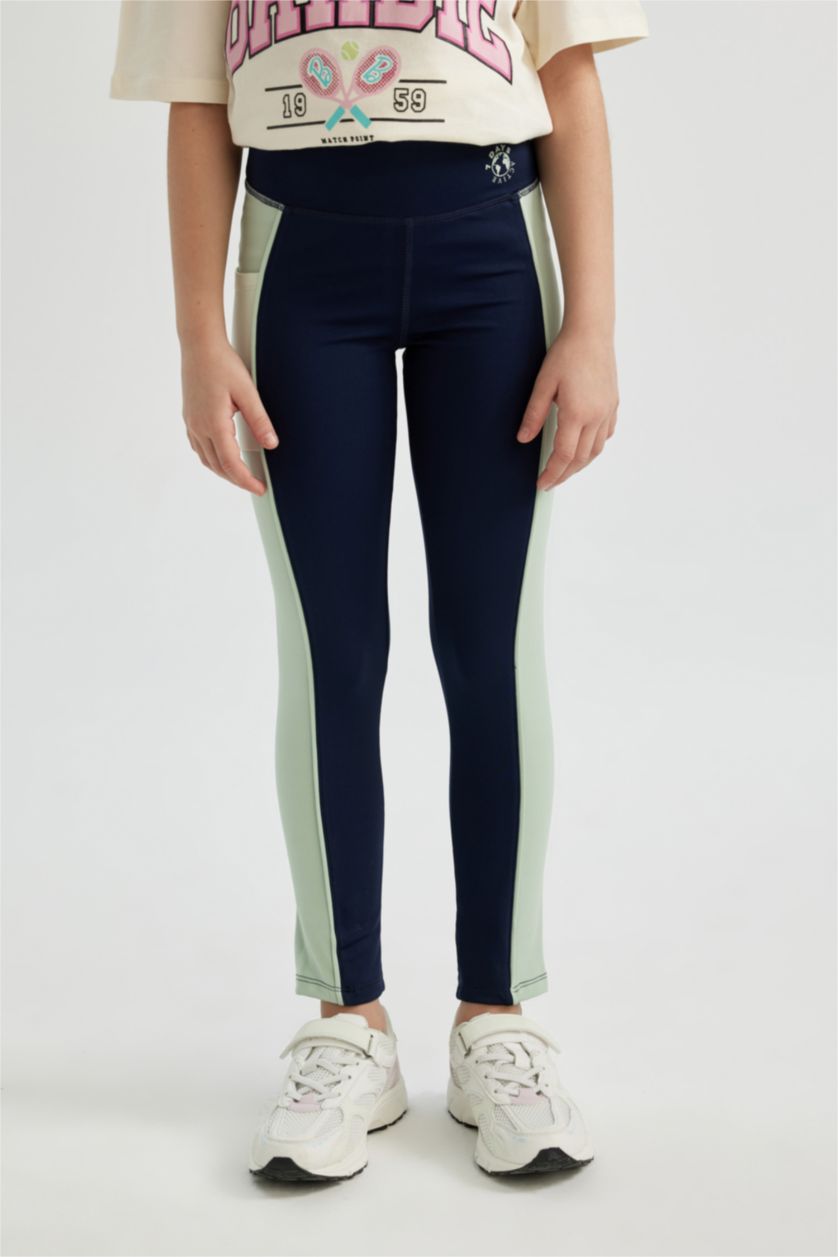 GIRLS & TEENS NAVY Girl Pocket Detailed Long Leggings