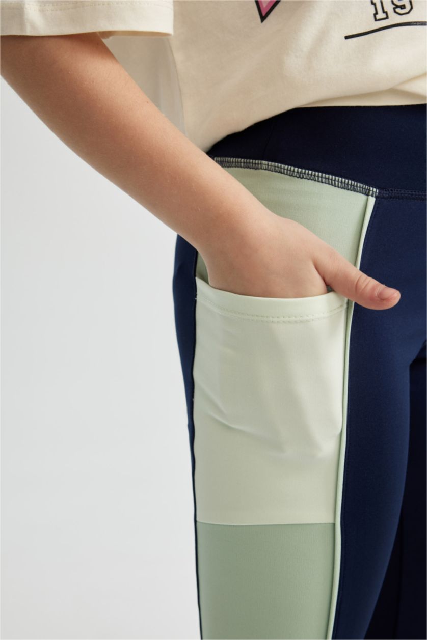 GIRLS & TEENS NAVY Girl Pocket Detailed Long Leggings