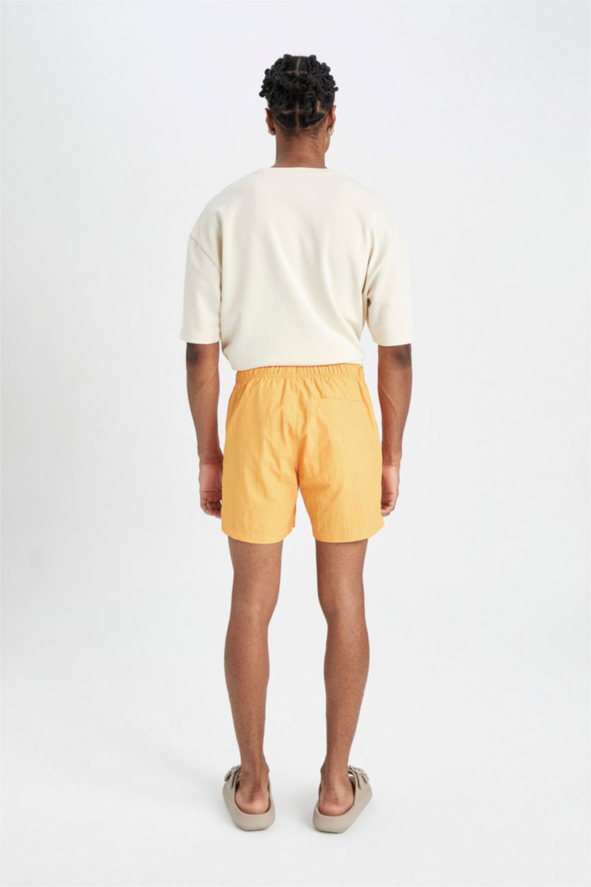 رجال برتقالي فاتح شورت بحر قصير ببطانة شبكية