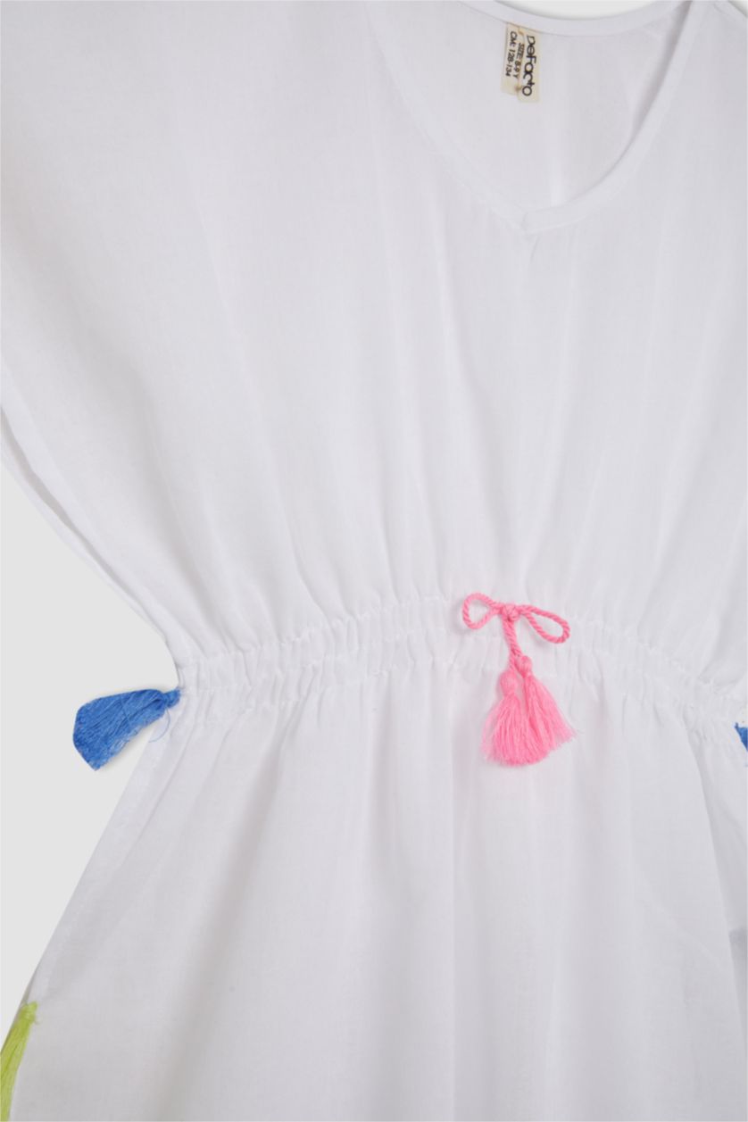 Girls & Teens White Girl Tasseled Beach Kimono