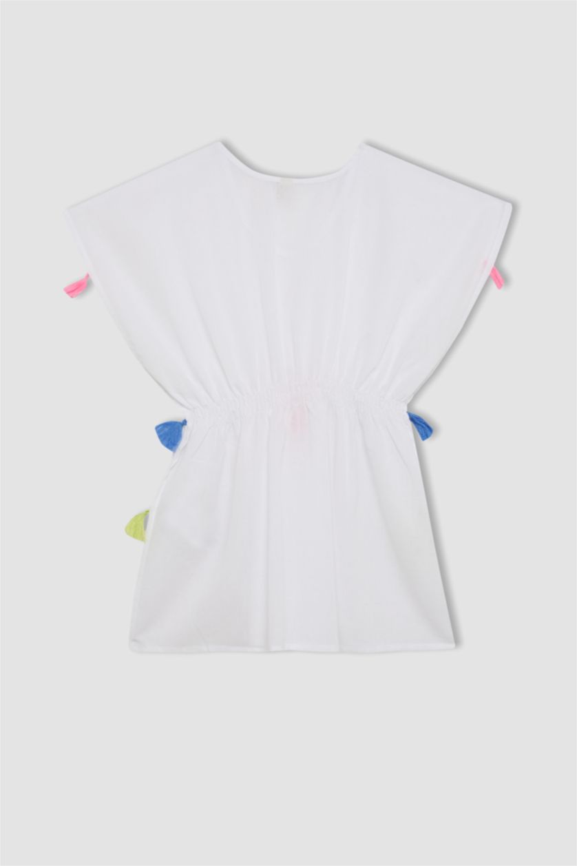 Girls & Teens White Girl Tasseled Beach Kimono