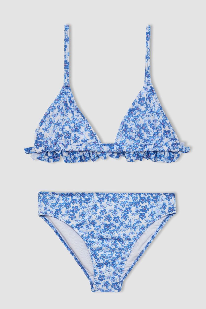 FILLES Bleu Ensemble de Bikini Fleurie pour Fille