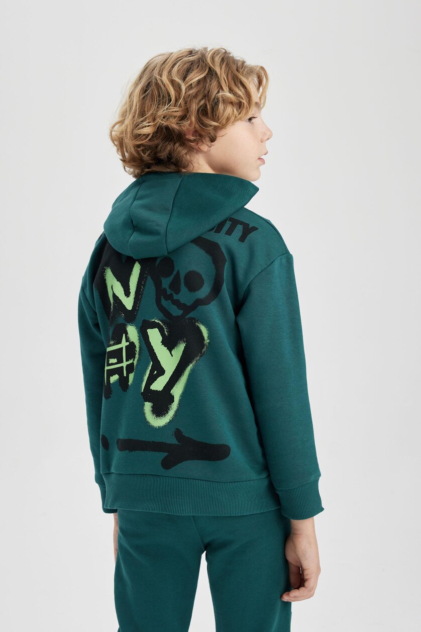 Young Boys - Teen Boys Green Boy Oversize Fit Hooded Sweatshirt