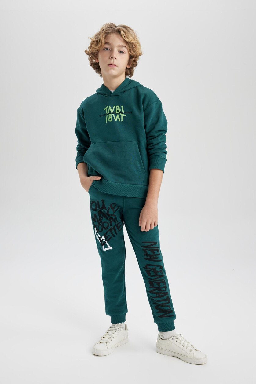 Young Boys - Teen Boys Green Boy Oversize Fit Hooded Sweatshirt