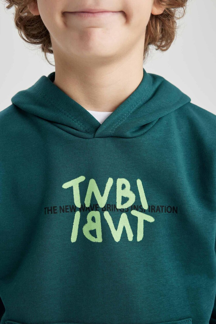 Young Boys - Teen Boys Green Boy Oversize Fit Hooded Sweatshirt