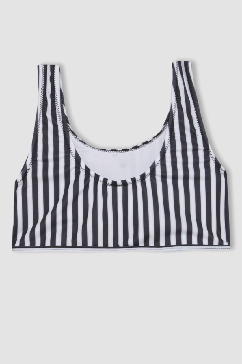 بناتي أسود طقم بكيني بناتي مخطط - قطعتين