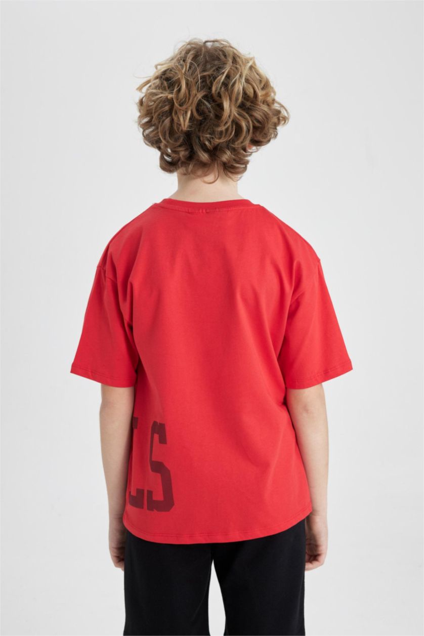 GARÇONS Rouge T-Shirt Oversize à Manches Courtes Col de Vélo NBA Chicago Bulls pour Garçon