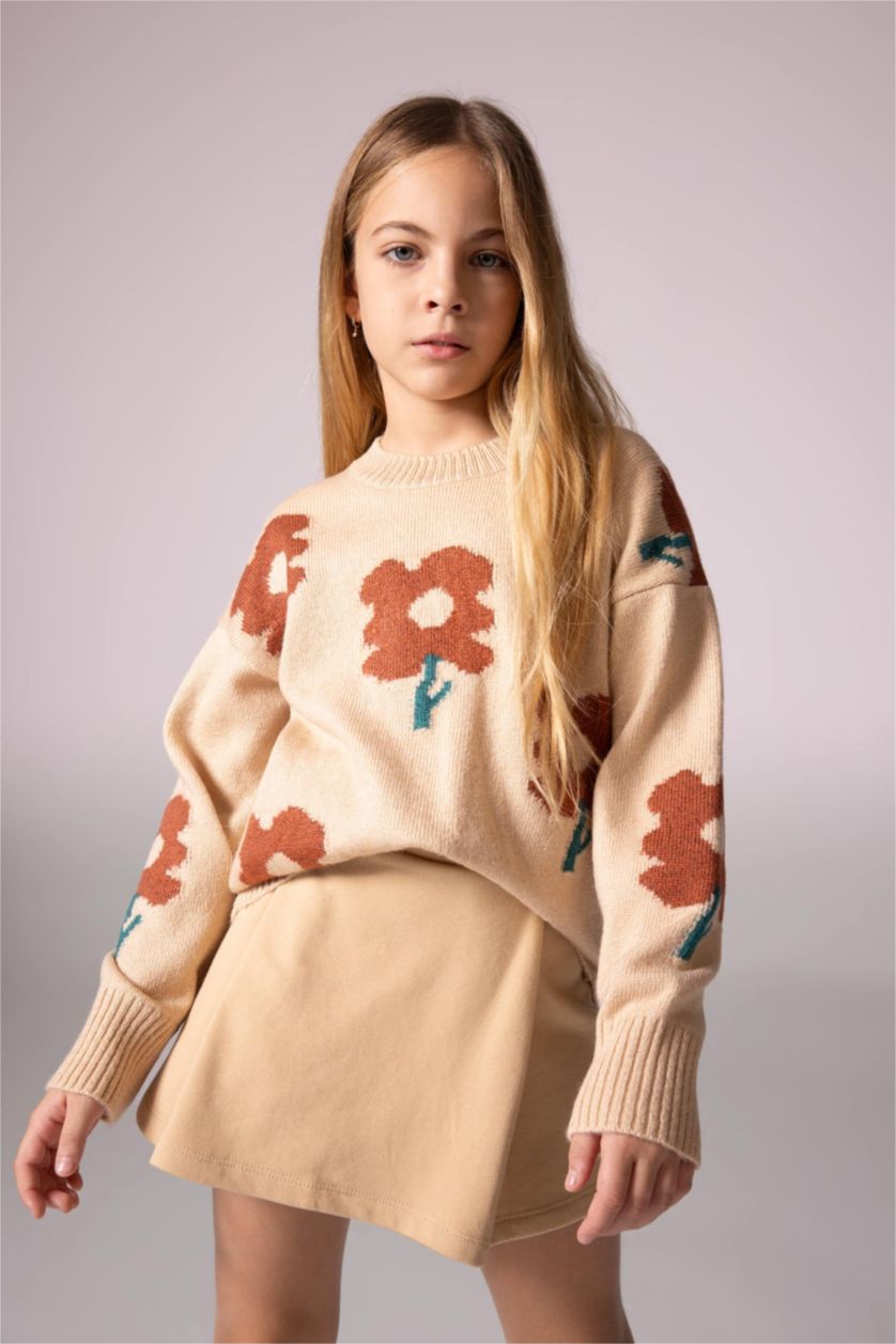 GIRLS & TEENS Beige Girl Regular Fit Crew Neck Pullover