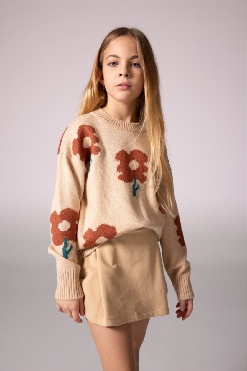 GIRLS & TEENS Beige Girl Regular Fit Crew Neck Pullover