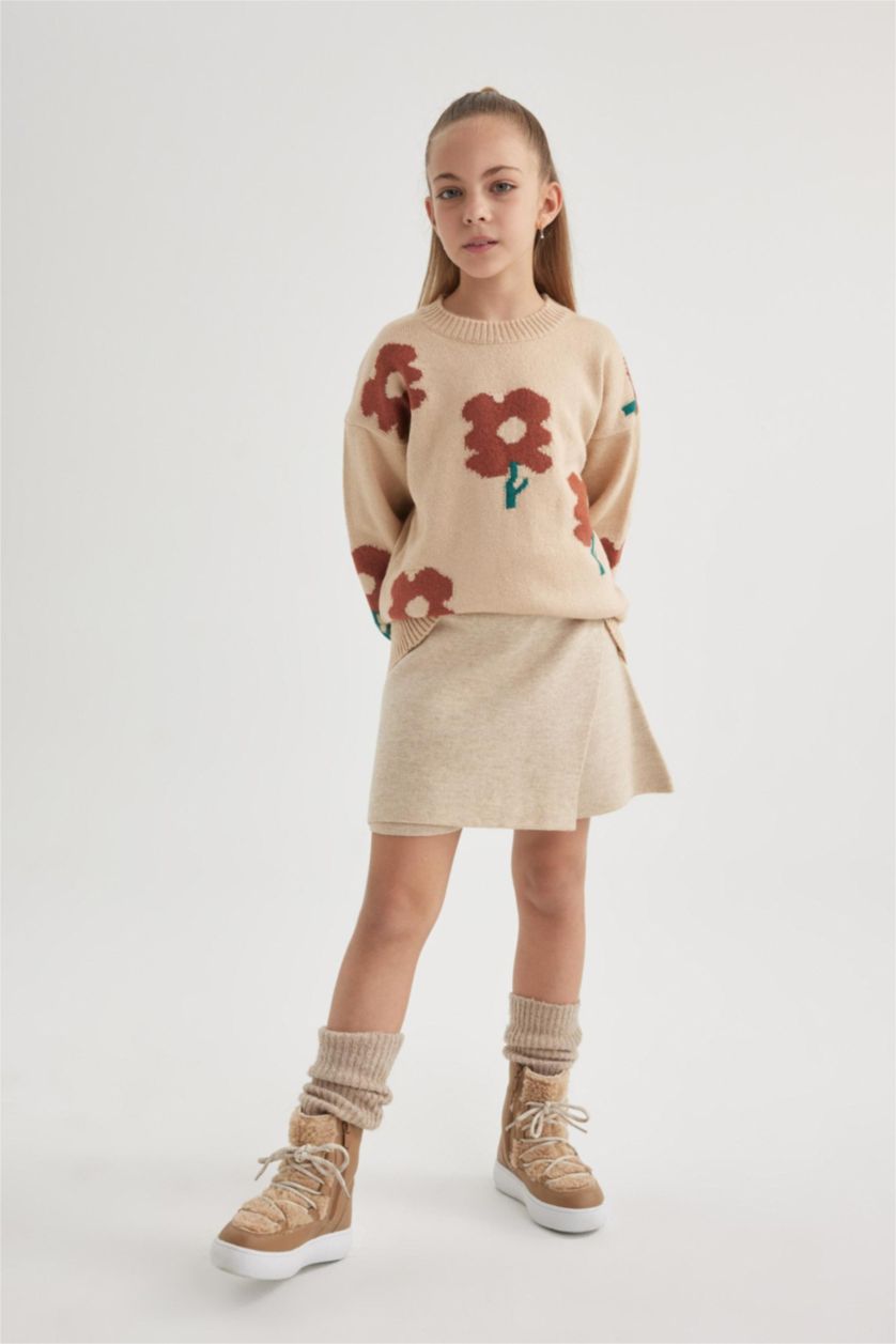 GIRLS & TEENS Beige Girl Regular Fit Crew Neck Pullover