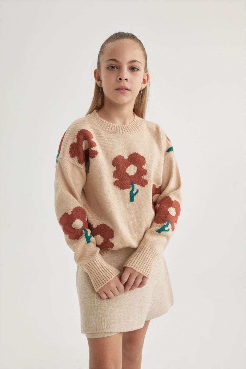 GIRLS & TEENS Beige Girl Regular Fit Crew Neck Pullover