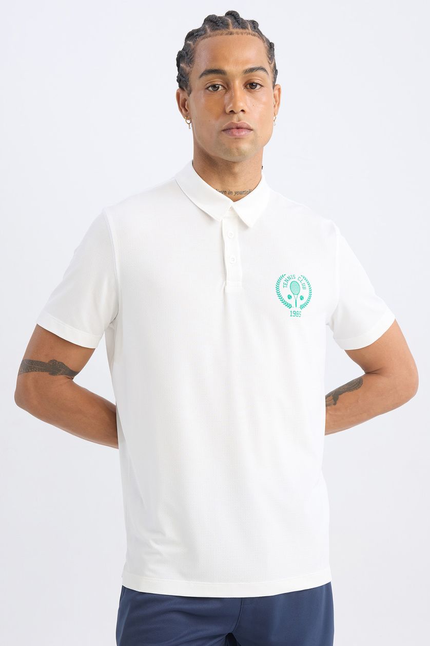 MAN White DeFactoFit Standard Fit Printed Sports Heavy Fabric T-Shirt